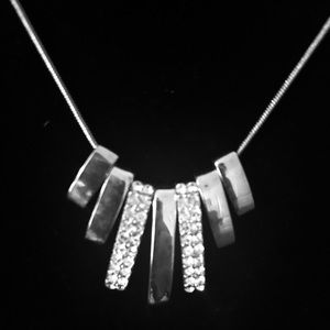 Silver with Rhinestone Nuggets on a Silver Chain